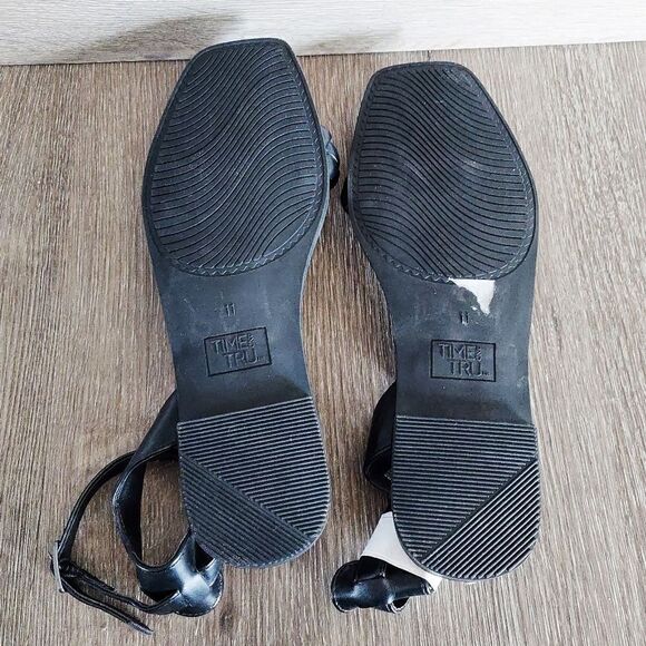 NEW Time And Tru Women's Size 11 Black Braided Ankle Strap Buckle Sandals - Picture 4 of 6
